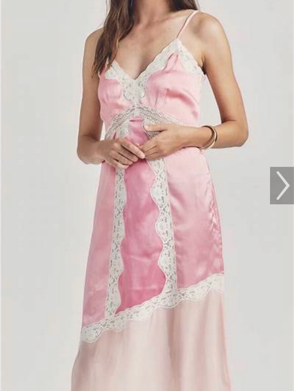 LoveShackFancy Silky Pink Lace-Trim Slip Dress -